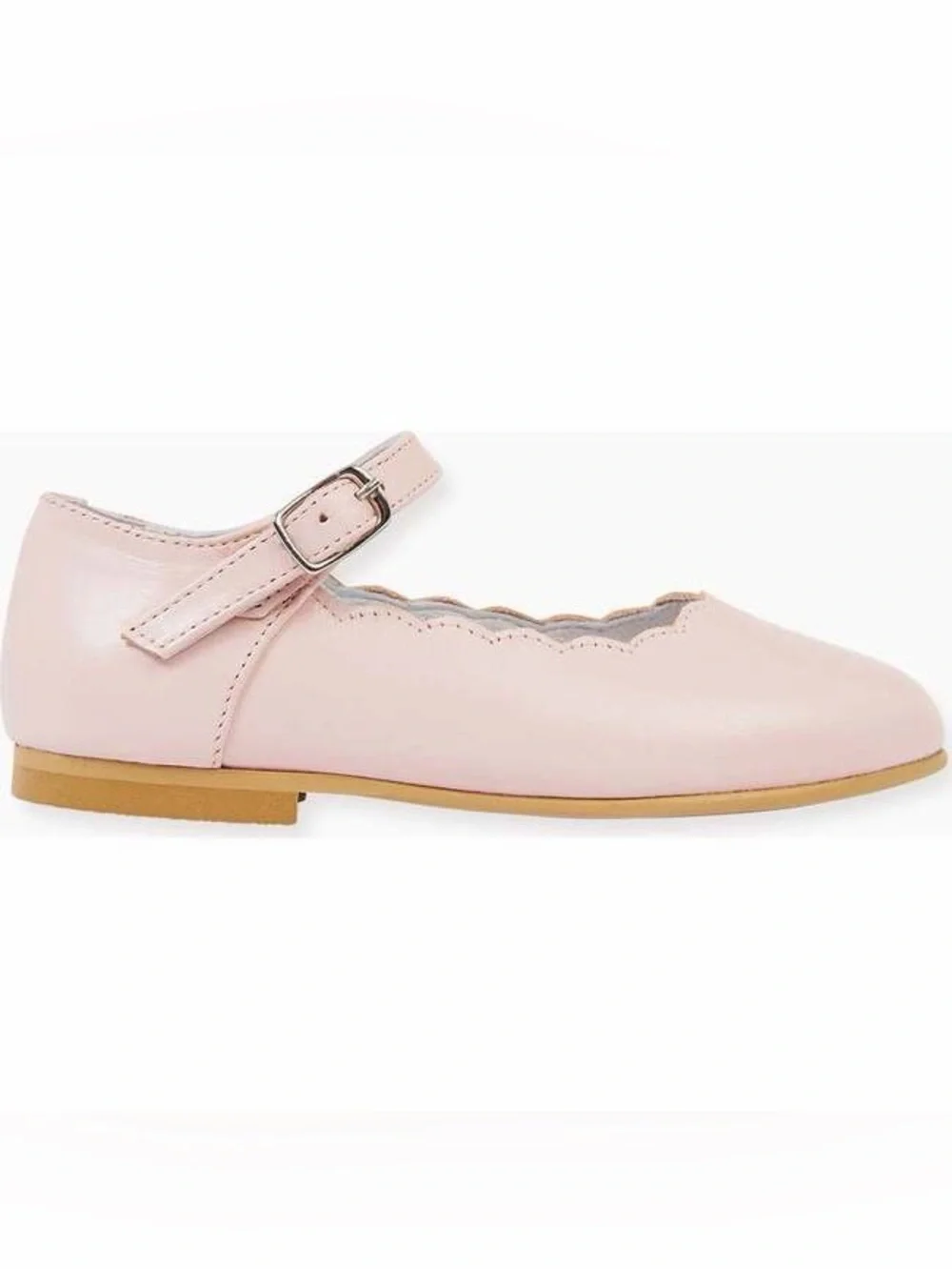 La Coqueta Blush Nappa Leather Scallop Mary Jane Shoes Girls Size 26 EU / US 9.5